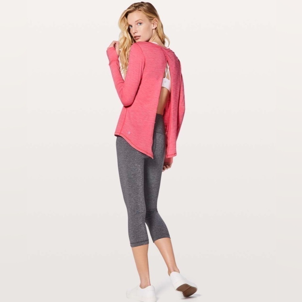 Lululemon Beat The Heat Long Sleeve Heathered Flash Light Tone